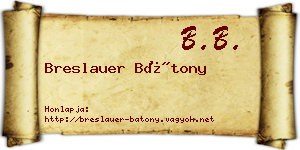 Breslauer Bátony névjegykártya